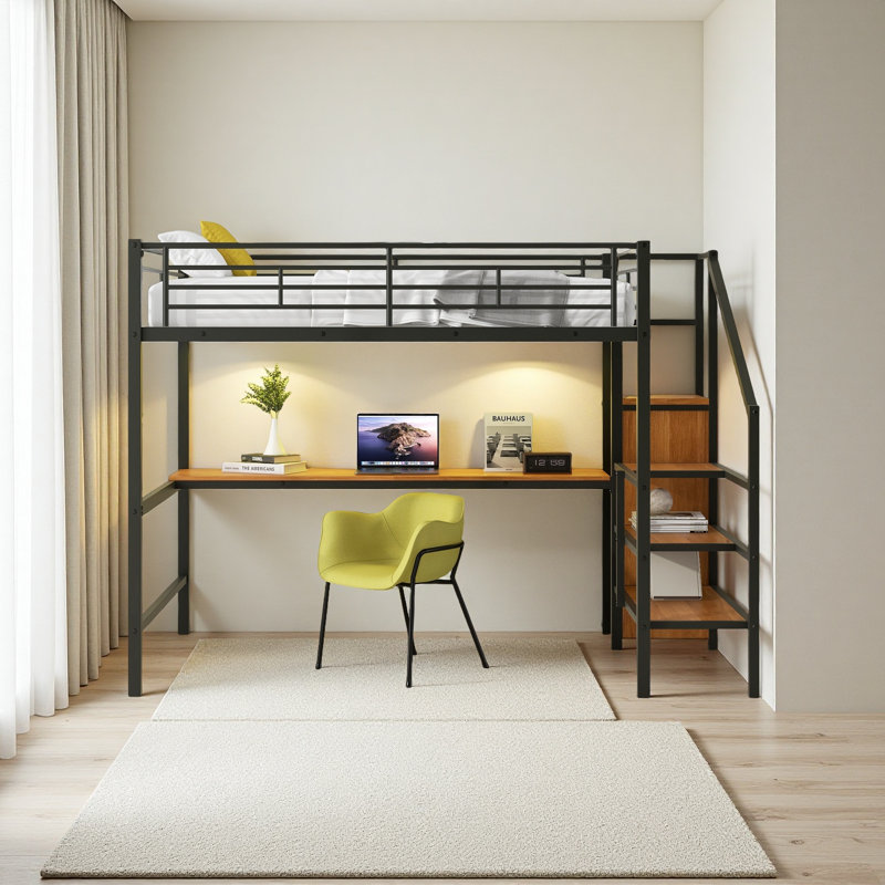 Kids Full Loft Bed, Black