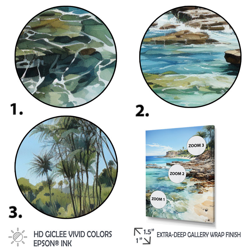Photo de plage - Paradis tropical III - Reproductions encadrées de plage côtière, Cadre doré simple
