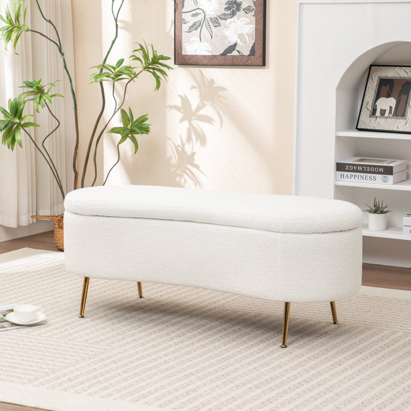 Banc de rangement rembourré Kaybree, Blanc