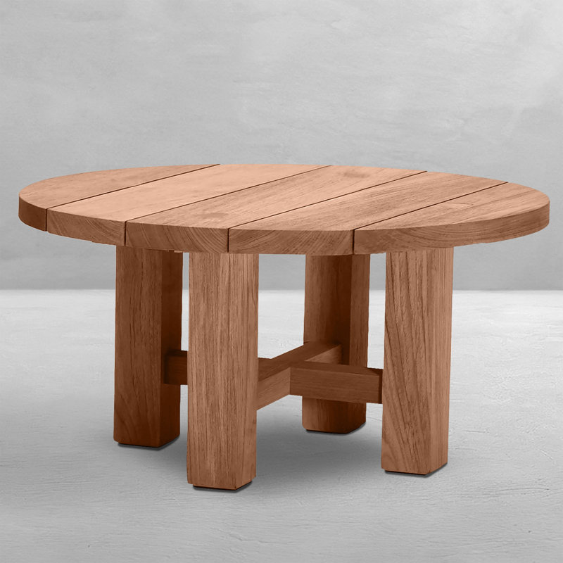 Croquet Teak 40" Round Coffee Table - Natural Teak, Natural Teak