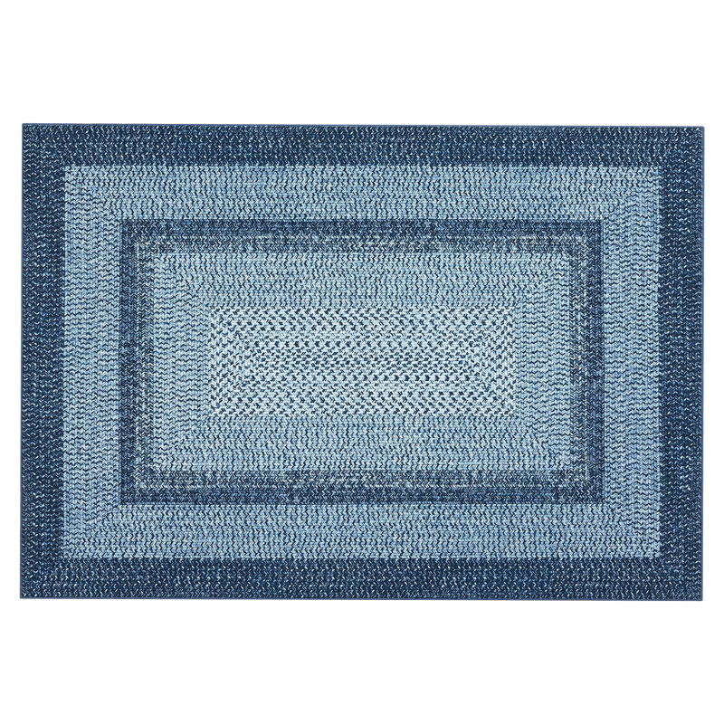 Imprimé tressé à géométrie moderne pour chambre de bébé, maison ou bureau, Rectangle 10' x 13', Bleu