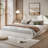 King Wood Platform Bed Frame, No Headboard, Heavy Wooden Slats, No Box Spring, Black-202168939-202168855