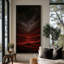Grande toile murale encadrée, impression de paysage de montagne abstrait cramoisi foncé - 60 po x 30 po-78175553-78175558