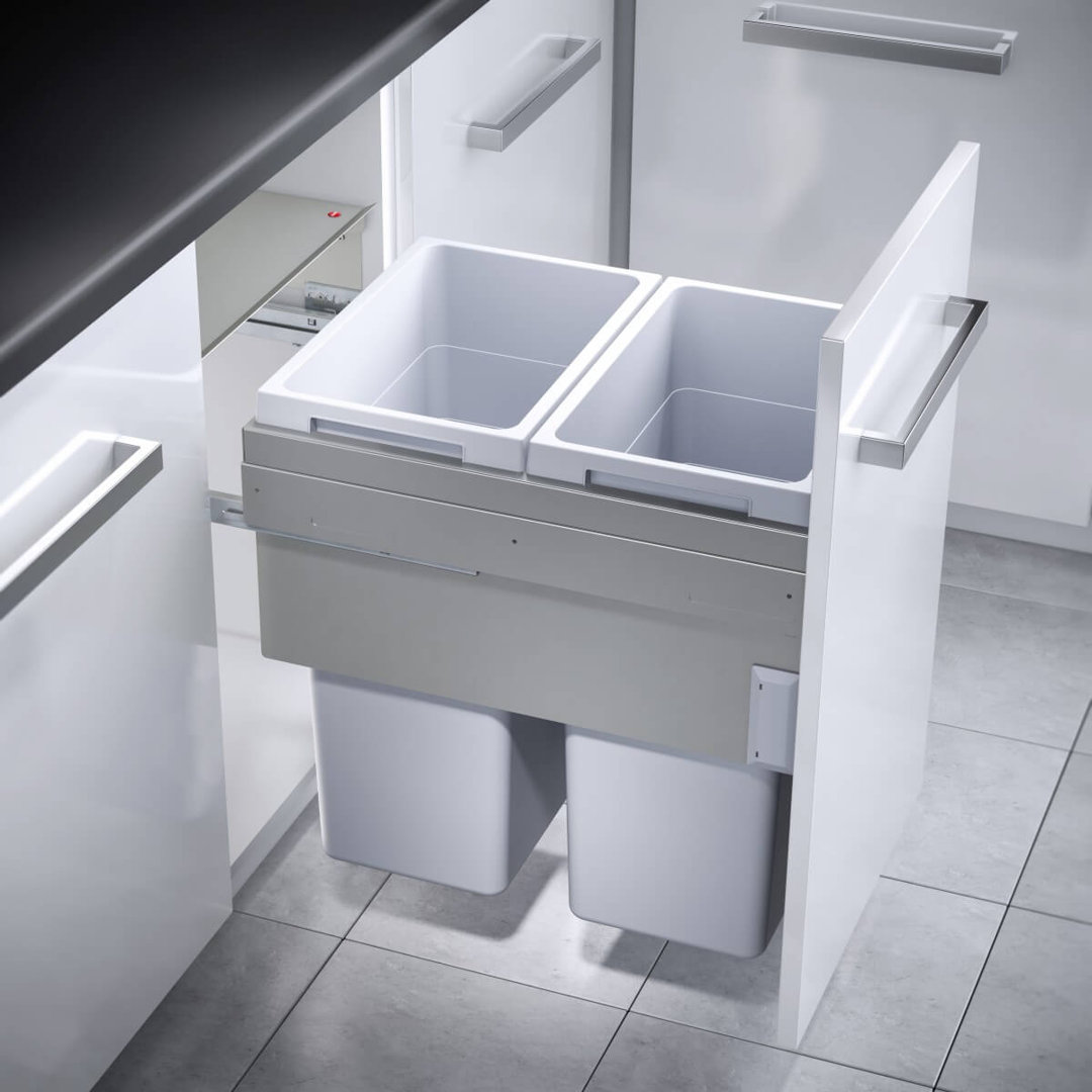 Plastic Open Pull Out/Under Counter Rubbish Bin - 76L
