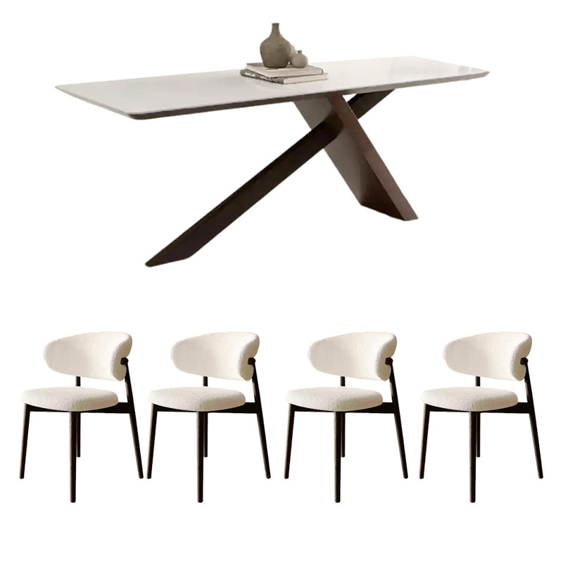 Ensemble de table de salle à manger rectangulaire de style français, H 29,5 po x L 70,9 po x l 31,5 po , Blanc