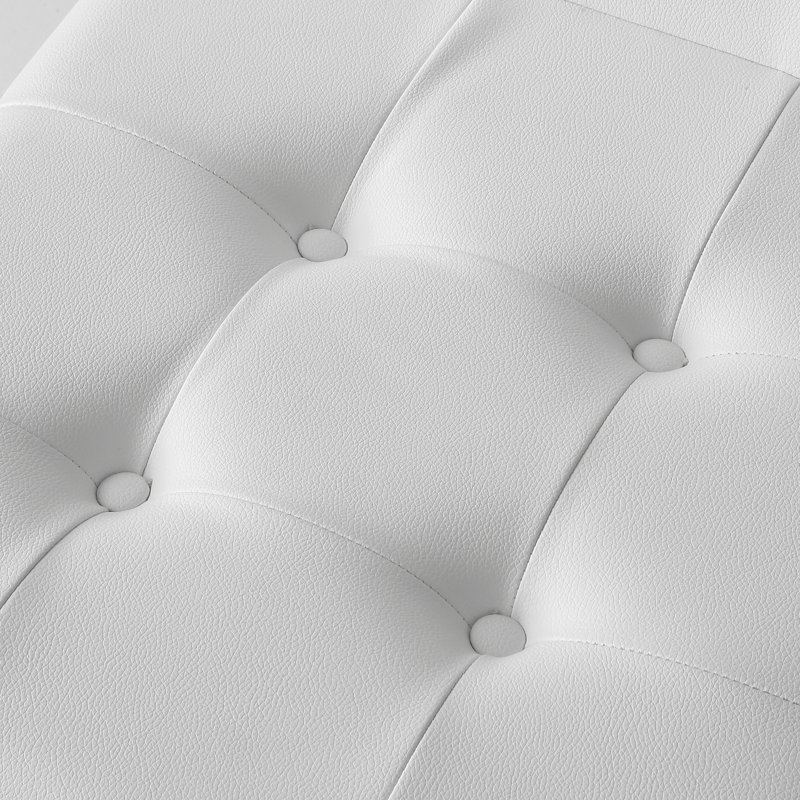 Fauteuil capitonné Vannessa, Blanc, Or