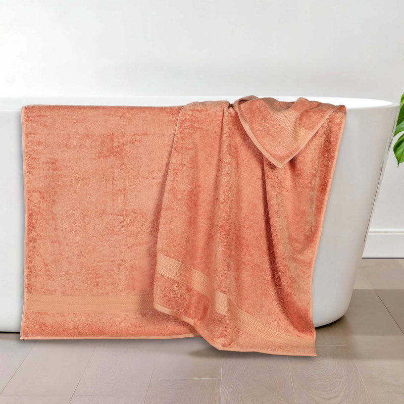 Nolhan Rayon from Bamboo Cotton Blend Bath Towels, Salmon