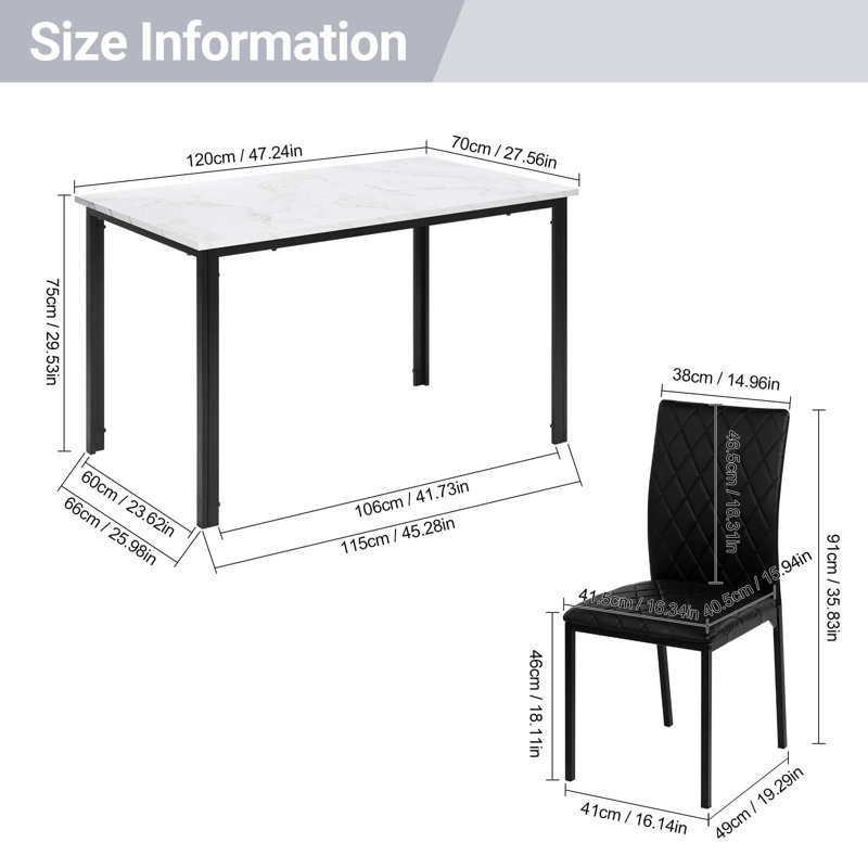 Dining Set, Black, White