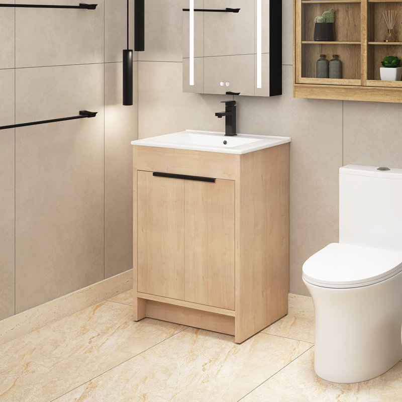 Ensemble de meuble-lavabo simple 24 po avec plateau en céramique Dodou, Blanc
