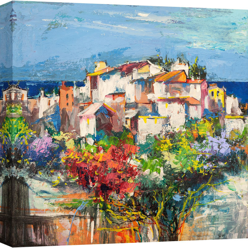 1LR6360 Italian Landscape: Village On The Sea I - Wrapped Canvas Print, 70cm H x 70cm W x 4cm D