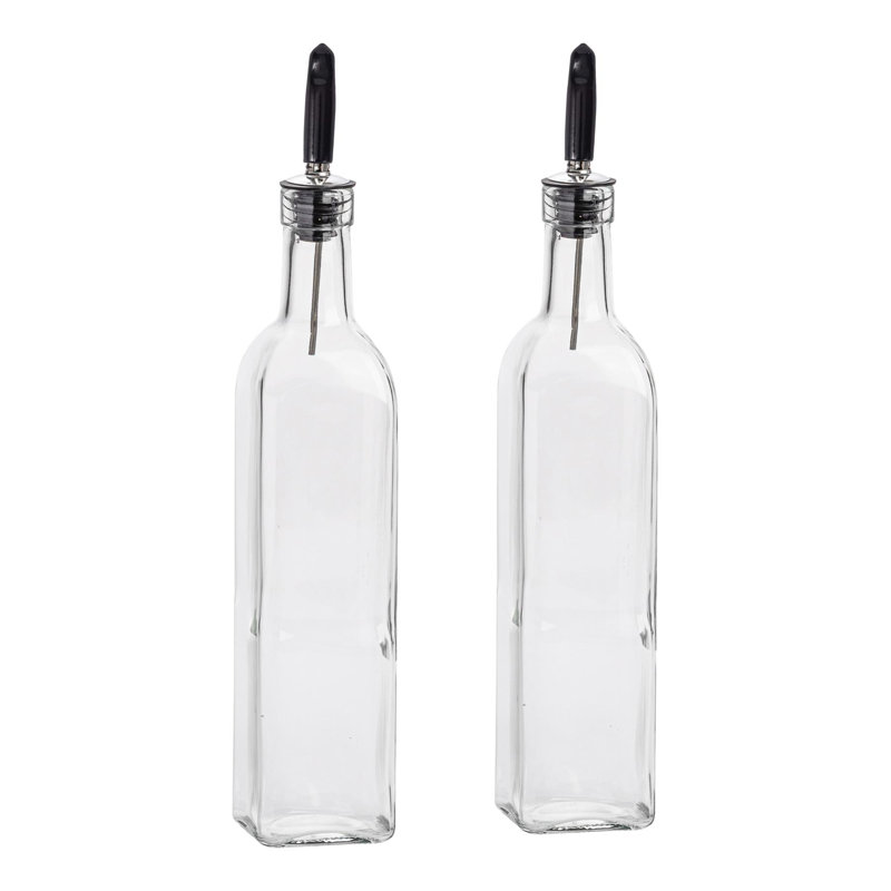 Glass Oil & Vinegar Cruet Set, 31.5cm H x 6.5cm W x 6.5cm D