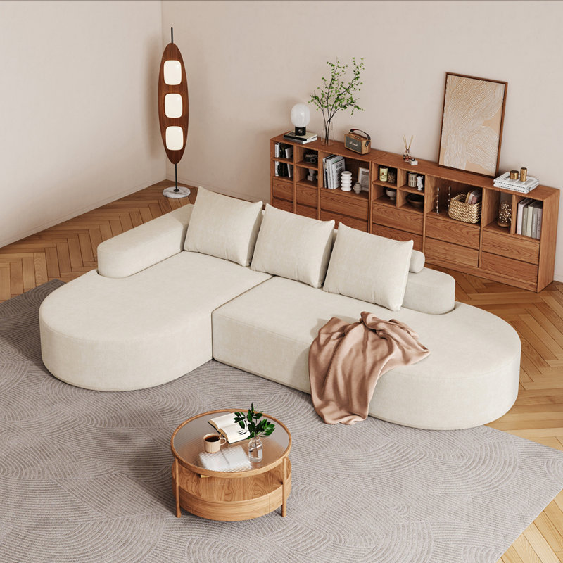 Canapé incurvé moderne, ensemble de canapé modulaire rembourré en chenille, ensemble de canapé modulaire en L 108,5 po avec 3 coussins, canapé-lit combiné gratuit pour le salon, la chambre à coucher