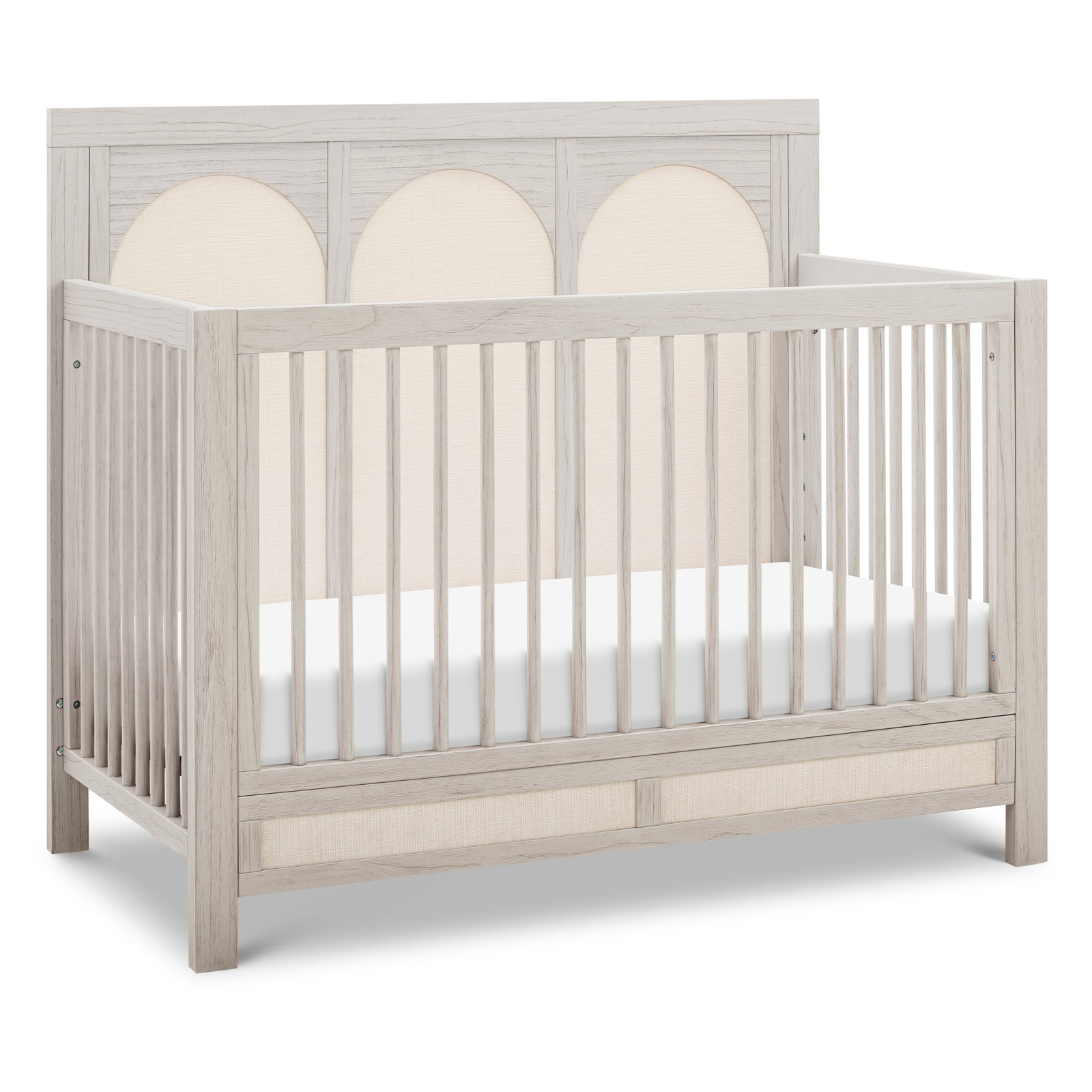 Eloise 4-in-1 Convertible Crib, White Driftwood/Performance Pearl Eco-Weave