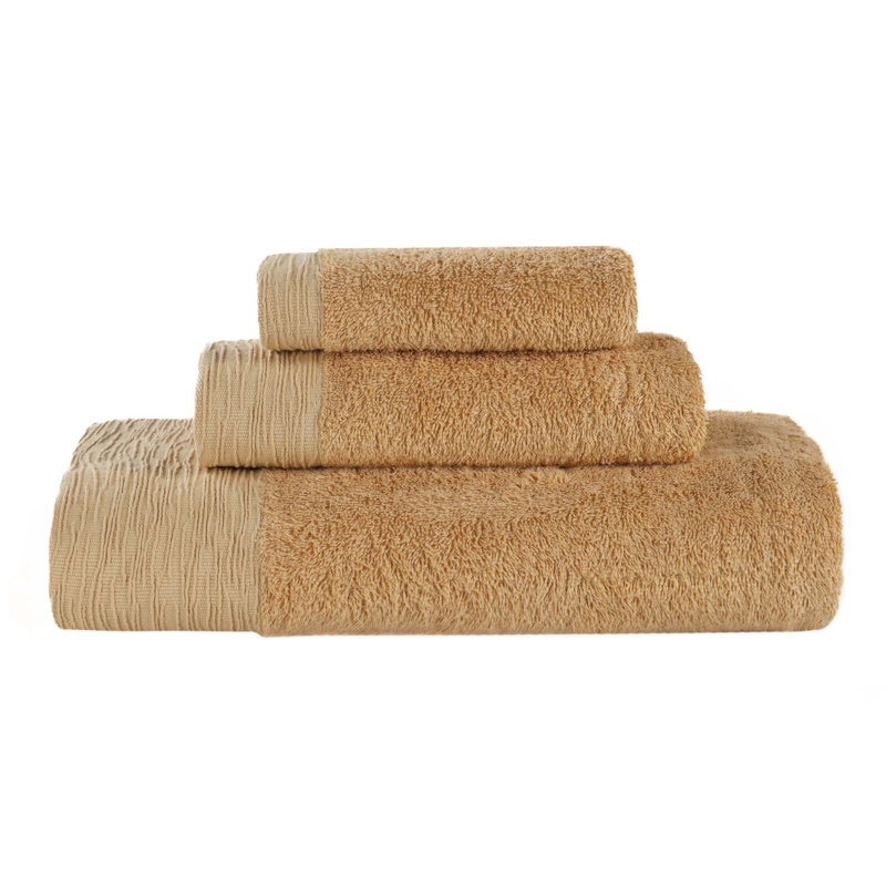 Ensemble de serviettes en rayonne de bambou et en coton mélangé hypoallergénique, Doré, Ensemble 3 serviettes de bain