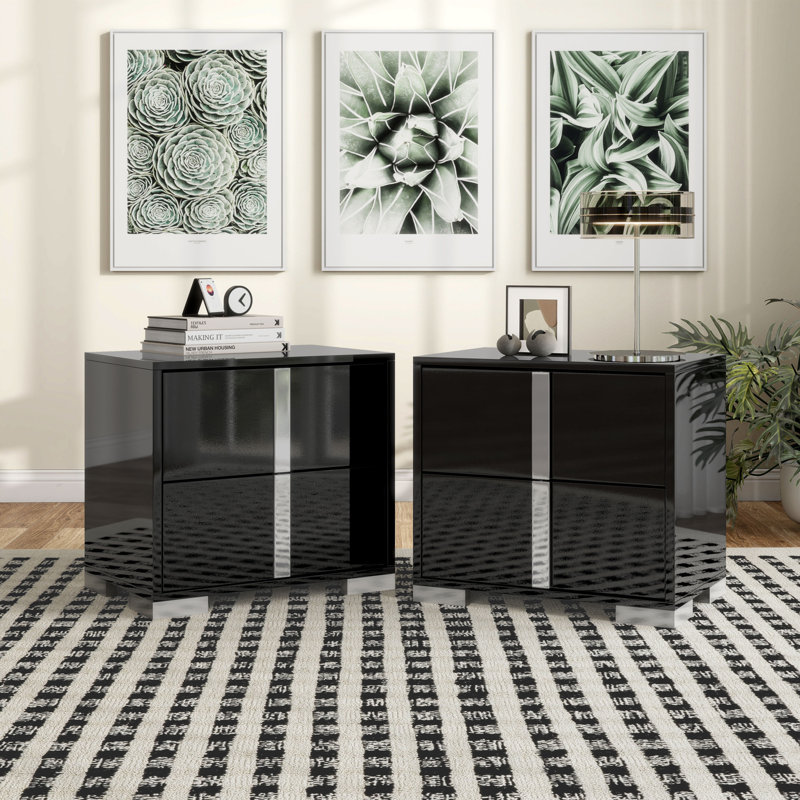 Duckworth 2-Piece Nightstands Set, Black