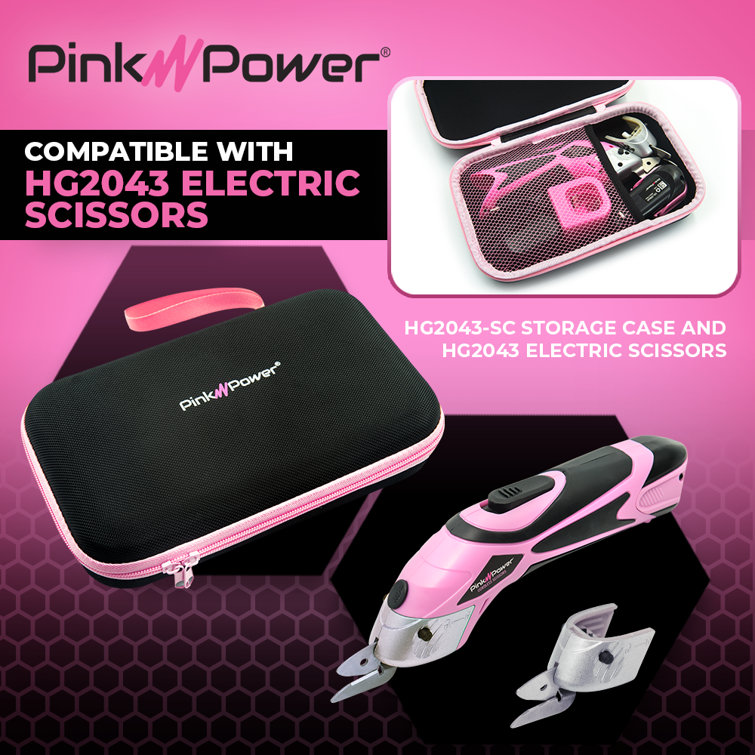 Pink Power Storage Case for Cordless Electric Scissor Box Cutter Cordless Screwdrivers - Craft Sewing Accessories Storage Case - Fits HG2043 HG1214