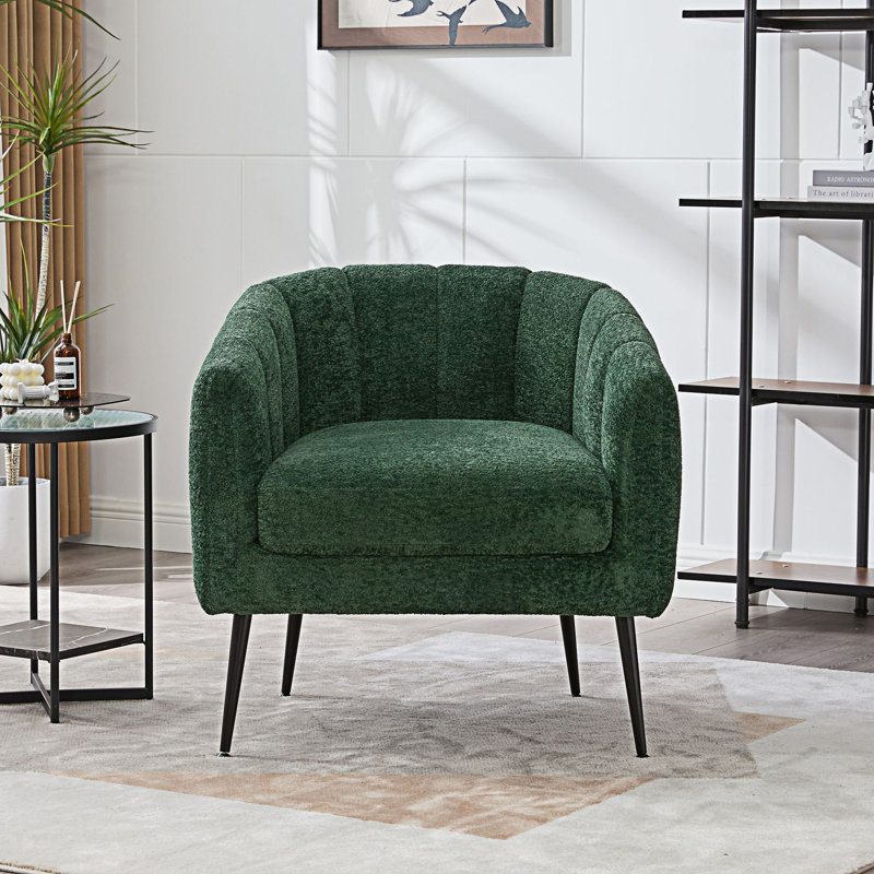 Chaise d'appoint rembourrée demi-tonneau, Vert