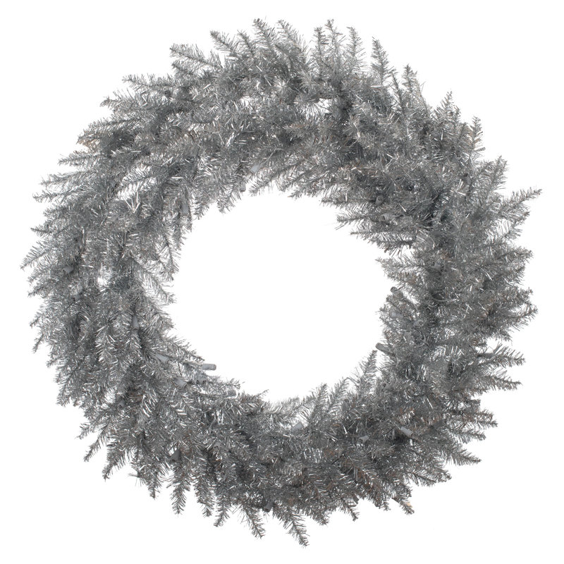 Colorful artificial Christmas wreath, unlit, H 60 po x l 60 po x P 5 po, Argent