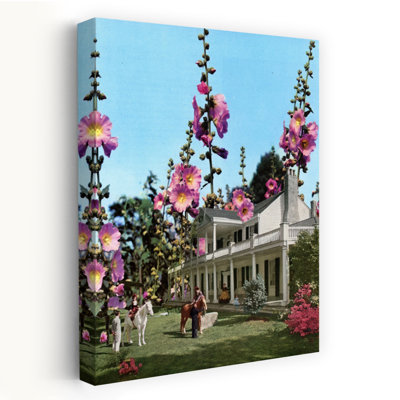 Grand Hollyhock Garden by Betty Klaasse - Wrapped Canvas Print