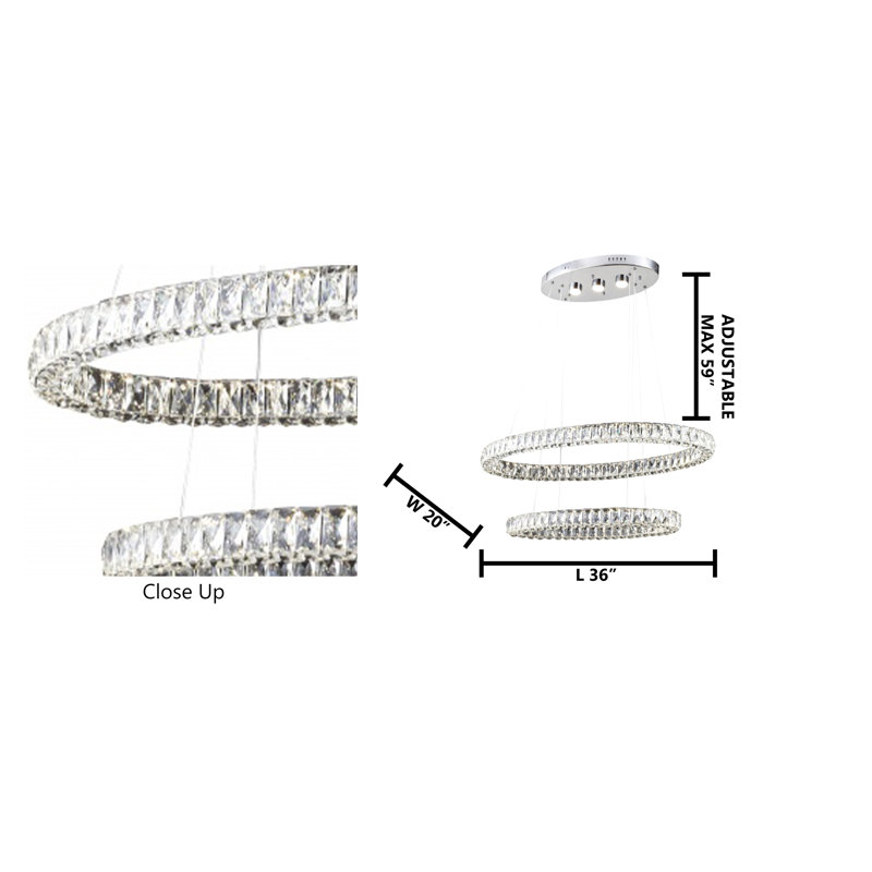 2-Light LED Unique / Statement Tiered Chandelier