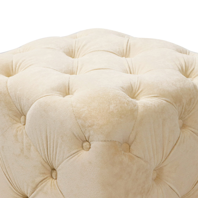 Banc rembourré en velours Asharie, Beige