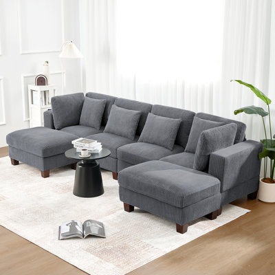 116" Sleeper Sofa with Ottoman for Living Room
