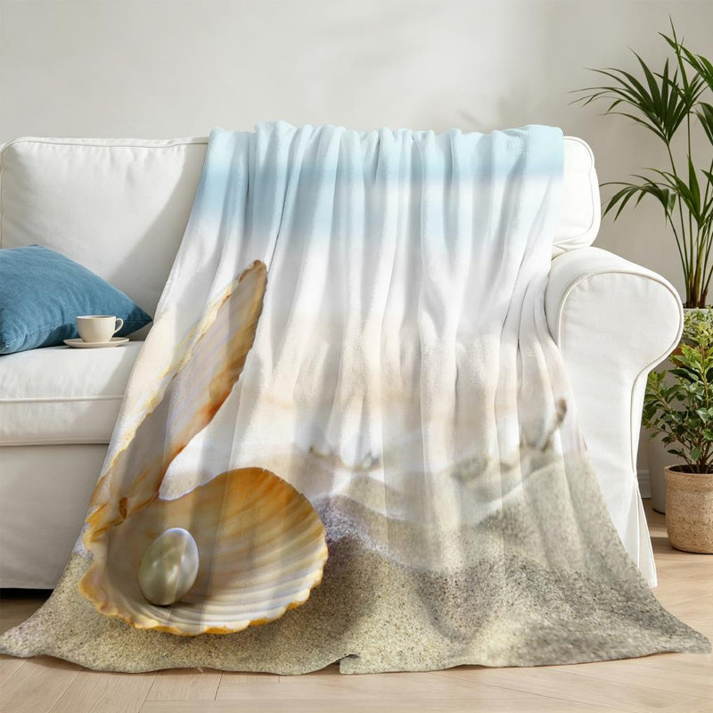 Jeté transparent en flanelle de polaire ultra douce, une coquille ouverte avec une impression d'un seul côté, Throw 50" x 60"