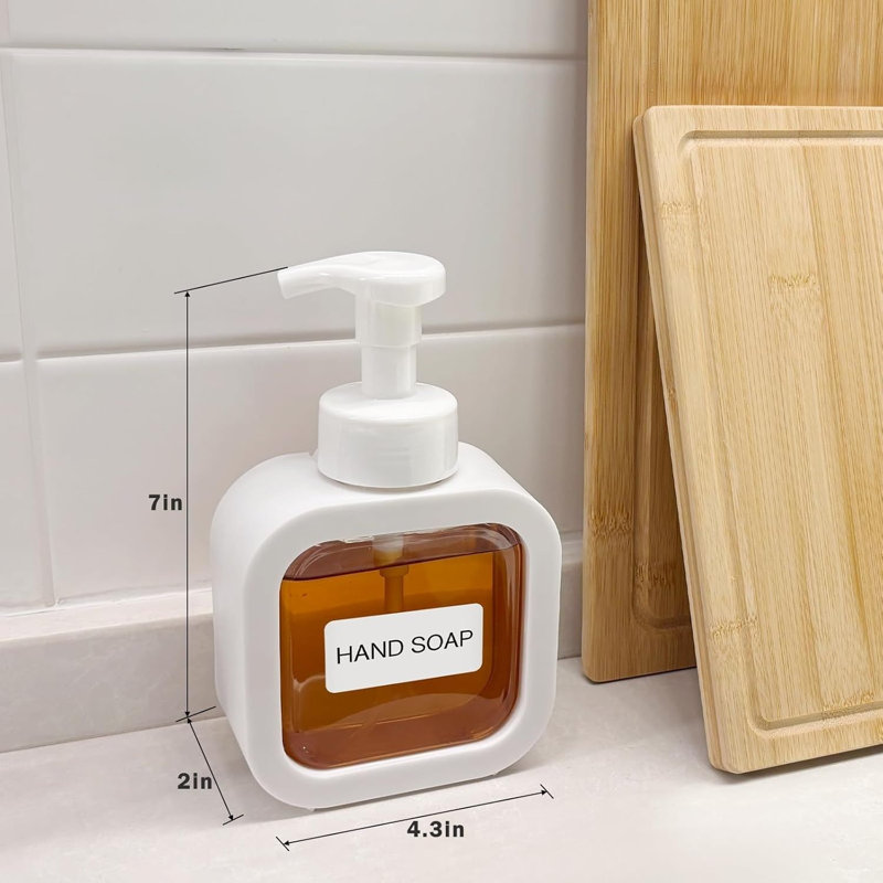 Foaming Soap Dispenser 10oz White Pump Bottle With Labels