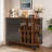 Fluted Liquor & Coffee Bar Cabinet With 6 Wine Racks, 3 Glass Holders, 1 Large Storage Drawer And 4 Hidden Side Storage Compartments-1984199897
