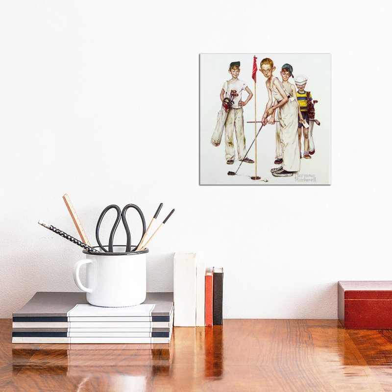 Missed (Four Sporting Boys: Golf) by Norman Rockwell - Wrapped Canvas Painting, 30.48 cm H x 30.48 cm W
