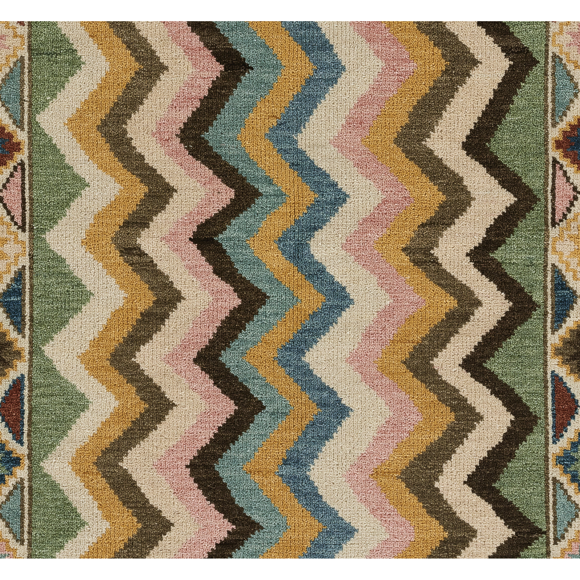  Lakita Geometric Hand Knotted Wool Multi-Colored Area Rug 9' X 12', Runner 2'3" x 8'