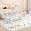 Lit double simple au sol avec clôture, garde-corps, sans porte, blanc-81890645