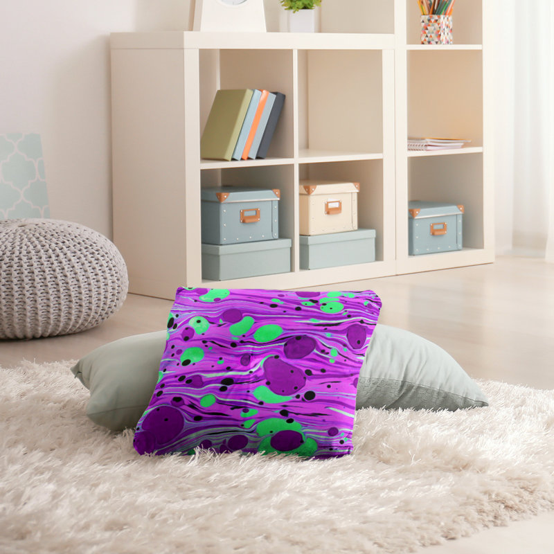 Coussin de plancher tourbillons, 26 po x 26 po, Mauve / Vert