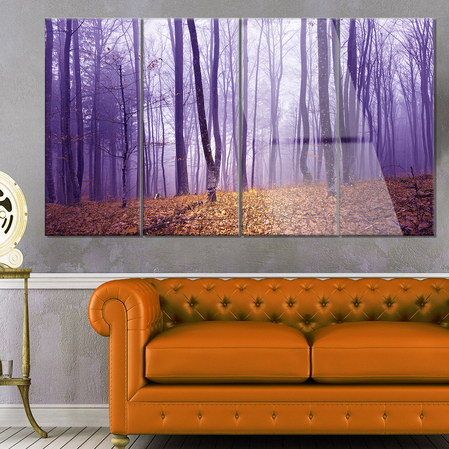 DesignArt 'Magenta Foggy Fairytale Forest' 4 Piece Photographic Print ...