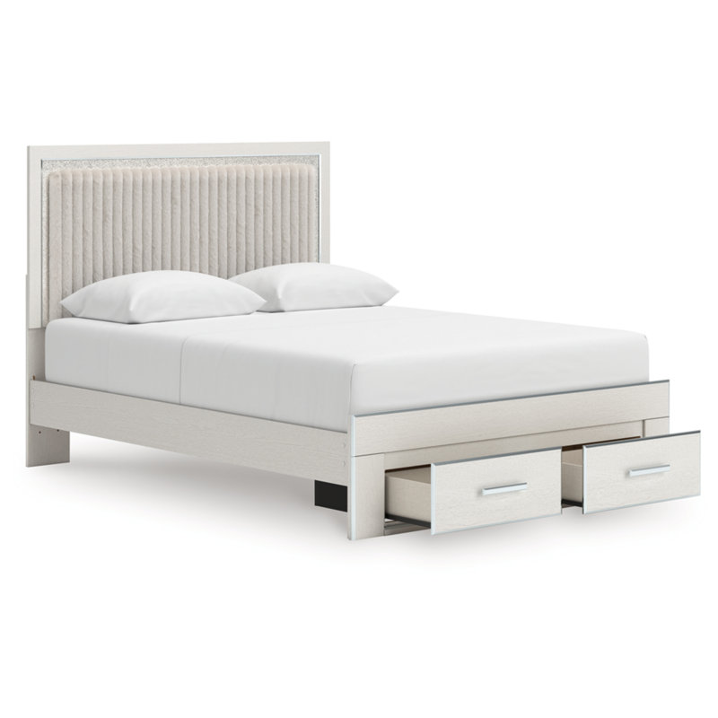 Grand lit plateforme avec rangement Laurentis, Grand lit, Blanc