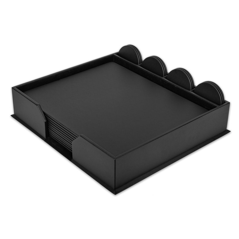 Hingham Vinyl Desk Organizer Set, Black