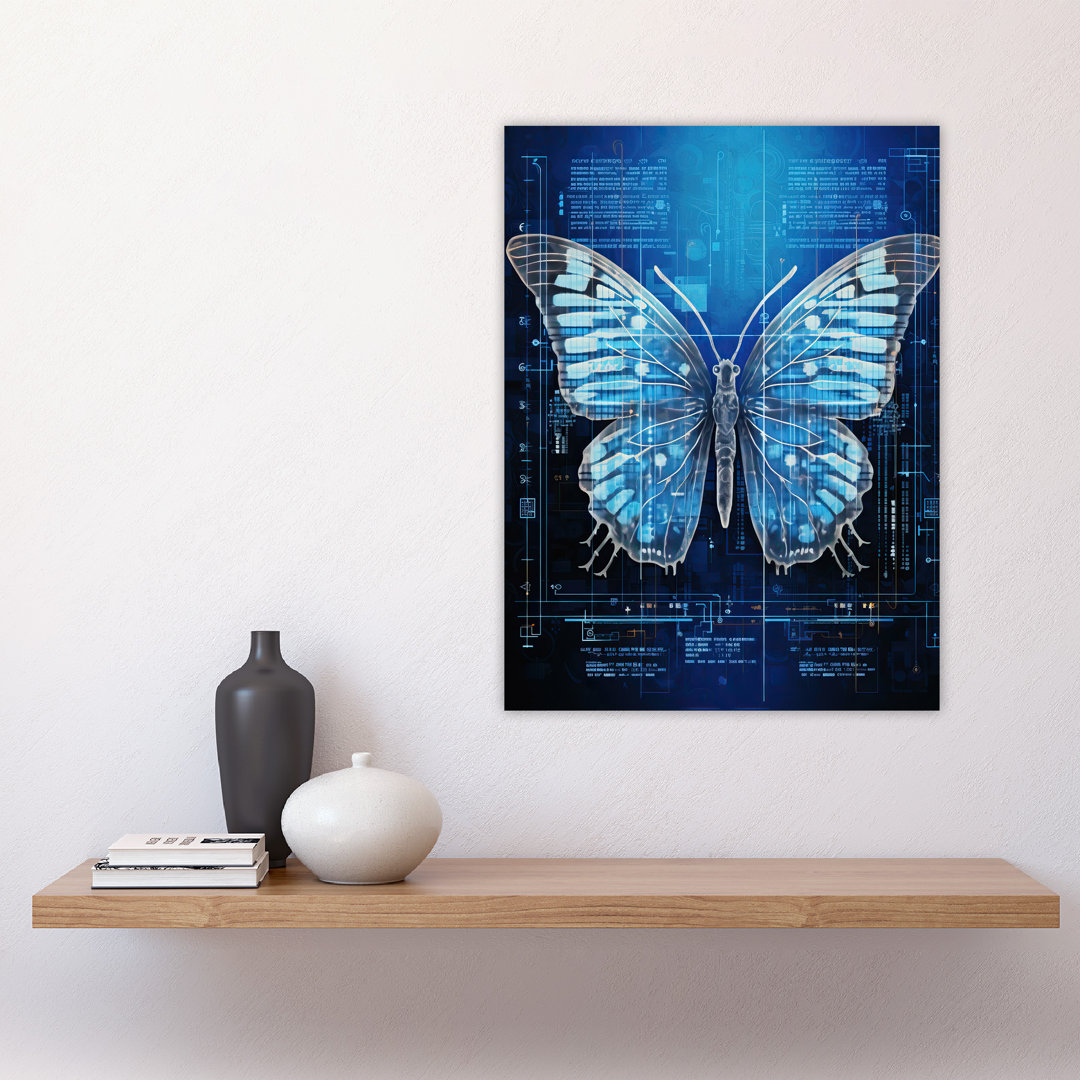Wall Art Print Butterfly Robot Hybrid Schematic Futuristic Secret Complex Arcane Manuscript Gift For Cave Poster