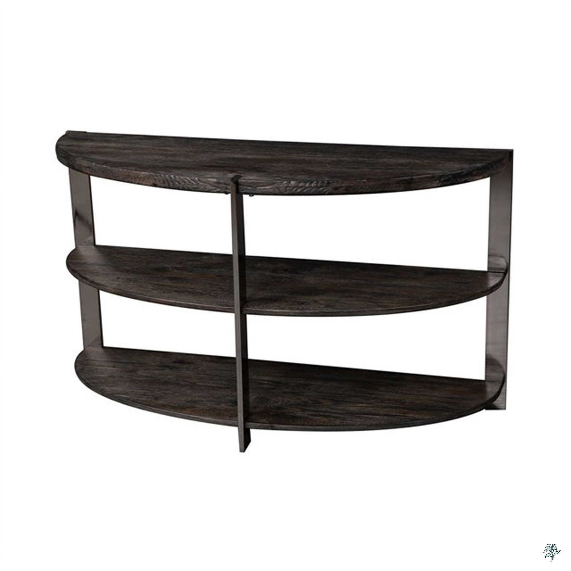 Wrought Studio™ Console Table Half Moon Shape With 2 Open Shelves | Wayfair