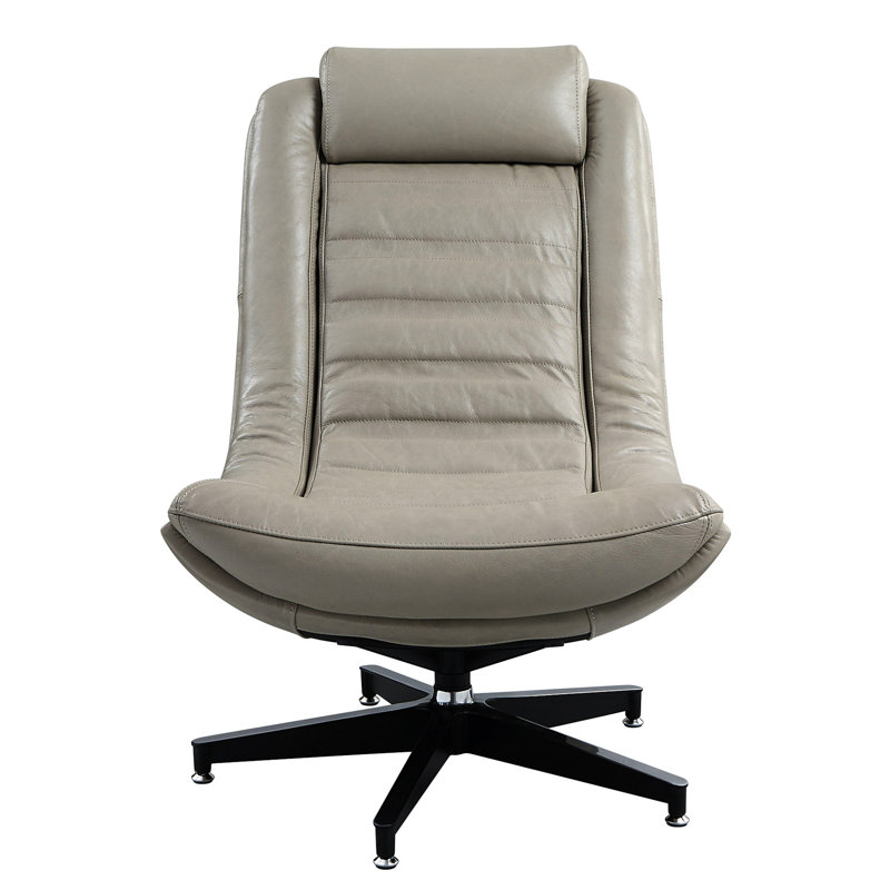 Fauteuil en cuir gris avec fonction pivotante - Espace de bureau élégant