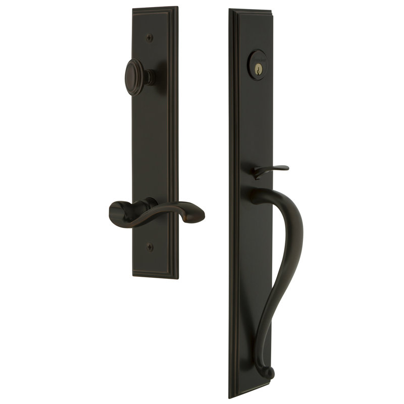 Ensemble de poignées factices complètes inactives avec poignée en S et levier Portofino Carré, Bronze intemporel, Droite
