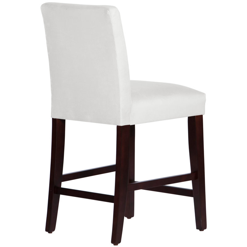 Tabouret de bar et de comptoir Hadrien, Tabouret de comptoir (siège d'une hauteur de 26 p, Espresso, Velours blanc classique