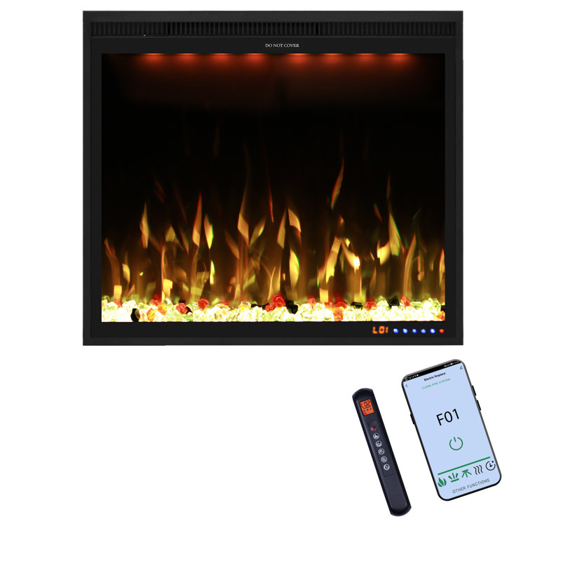 Metro Lane Electric Fireplace with App Control and 13 Flame&Fuel bed Colors,  67.56 cm H x 78.74 cm W x 16.02 cm D