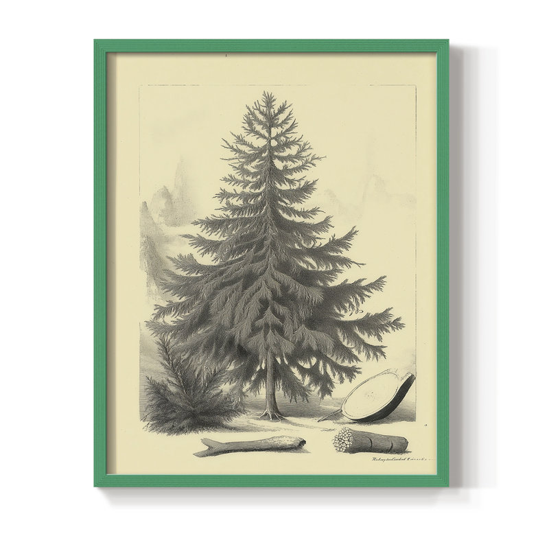 Reproduction d'art encadrée de Noël, H 30 po x l 24 po, Vert