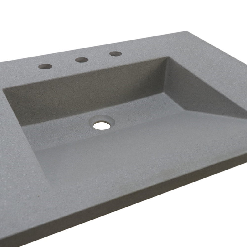 Plateau de meuble-lavabo simple avec lavabo, Gris