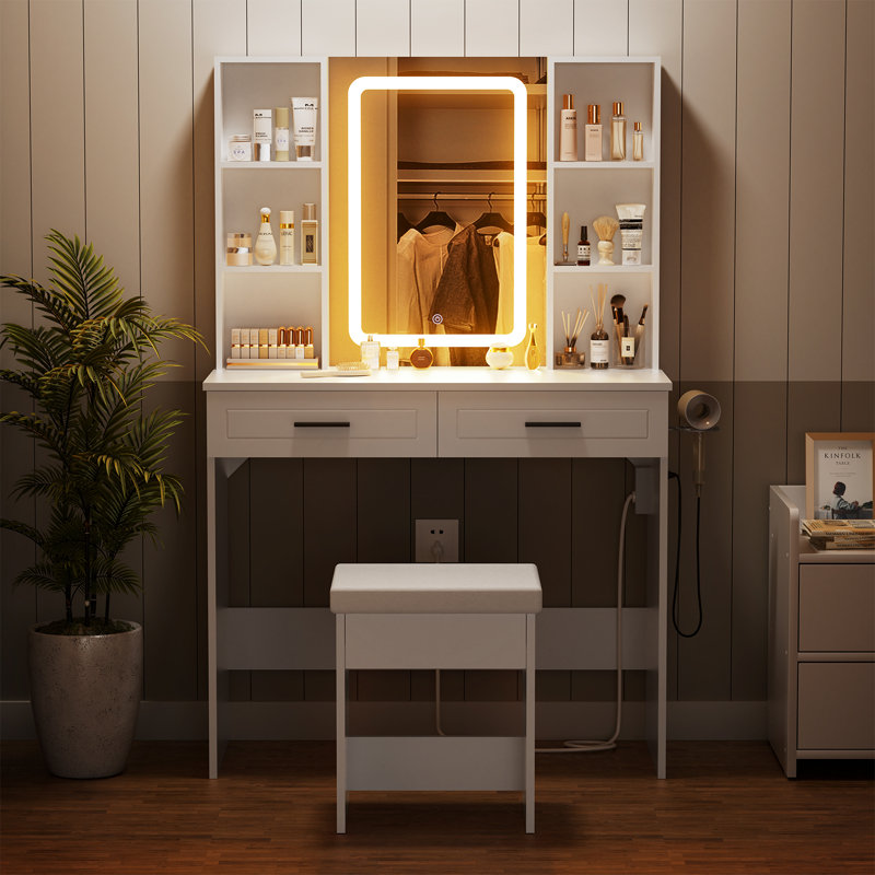 Ensemble coiffeuse et miroir de maquillage Sharini