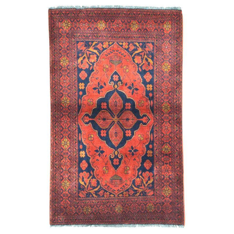 Tapis rectangulaire en laine noué à la main