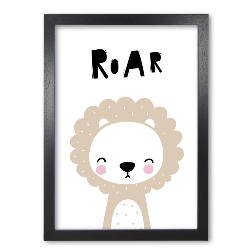 Lion Roar - Print, 85 cm H x 60 cm W x 5 cm D, Black Grain Frame