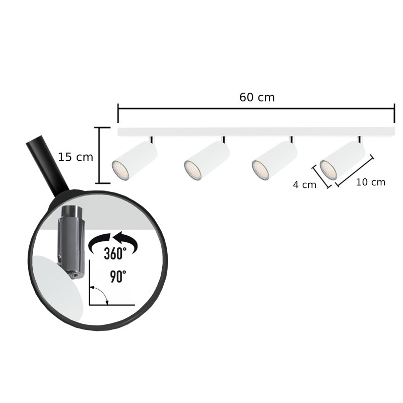 Gatliff 60cm 4 -Light Track Kit, White