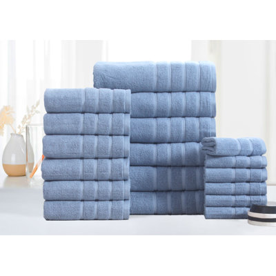 Ensemble de serviettes en coton égyptien 18 pièces Bibb Home Zero Twist (9 couleurs disponibles)