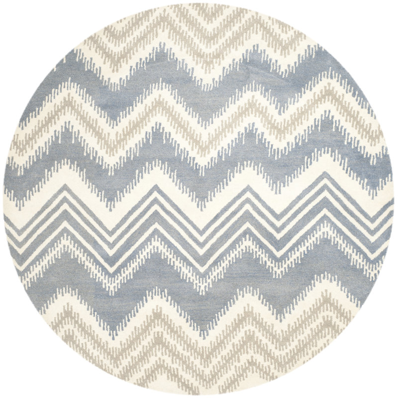 Simryn Hand Tufted Wool Chevron Rug, Round 7'